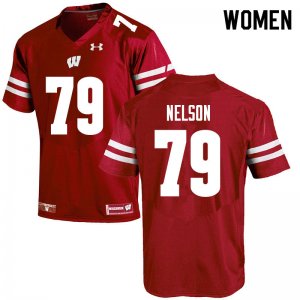 Women's Wisconsin Badgers NCAA #79 Jack Nelson Red Authentic Under Armour Stitched College Football Jersey DN31J33NQ